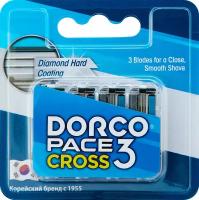 Сменные кассеты Dorco CROSS3, 3-лезвийные, крепление CROSS, увл. полоса (4 сменные кассеты)