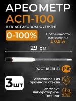 Ареометр для спирта АСП-100 (0-100 %) пластиковый тубус, 3 шт