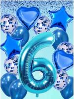 Воздушные шары с цифрой 6/Набор воздушных шаров с цифрой 6 на день рождение