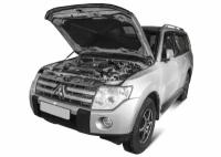 Для Mitsubishi Pajero (Митсубиси Паджеро) IV 2006- Газовые упоры (амортизаторы) капота АвтоУпор (UMIPAJ012)