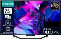 Телевизор HISENSE Телевизор QLED Hisense 75" 75U7KQ черный 4K Ultra HD 120Hz DVB-T DVB-T2 DVB-C DVB-S DVB-S2 WiFi Smart TV