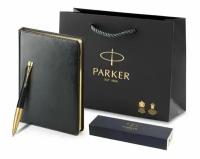 Подарочный набор Parker: ежедневник с золотым срезом страниц и шариковая ручка Parker Urban, поворотный механизм, цвет чернил синий