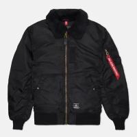 Мужская куртка бомбер Alpha Industries B-15 Mod Flight Faux Mouton Collar чёрный, Размер S