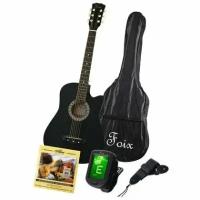 Акустическая гитара+Аксессуары, черная матовая, Foix FFG-2038CAP-BK-MAT