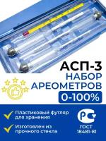 Профессиональный набор ареометров (спиртометров) в пластиковом футляре (0-40%, 40-70%, 70-100% с термометром)