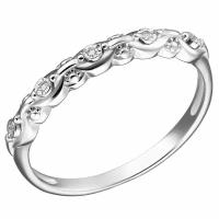 Перстень, серебро, 925 проба, родирование, бриллиант, размер 18.5, серебряный, бесцветный