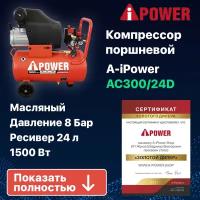 Компрессор поршневой масляный AC300/24D строительный профессиональный (50103)