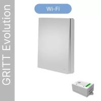 Умный беспроводной выключатель GRITT Evolution 1кл. серебристый комплект: 1 выкл. IP67, 1 реле 1000Вт 433+WiFi с управлением со смартфона EV221110SLWF