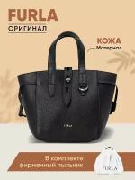 Сумка тоут FURLA повседневная, натуральная кожа, черный