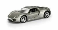 Машина металлическая RMZ City 1:32 Porsche 918 Spyder,серебристый цвет, двери открываются