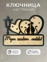 Ключница настенная "Тут живет любовь. Кошки" 30х40 см. Topposters