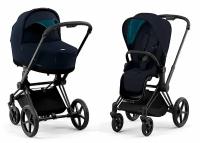 Cybex Priam IV Коляска 2 в 1, шасси IV Matt Black ручка Black/текстиль Midnight Blue Plus