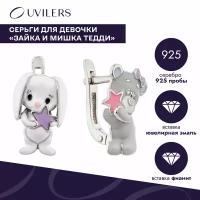 Серьги UVILERS, серебро, 925 проба, родирование, эмаль