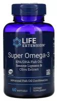 Капсулы Life Extension Super Omega 3 Epa/Dha Fish oil с лигнанами кунжута и экстрактом оливы, 100 г, 60 шт