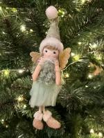 Рождественский ангел, Зелёная плюшевая кукла-ангел, Подарок на Новый Год украшение на елку, кулон, новогодние украшения, Елочная игрушка