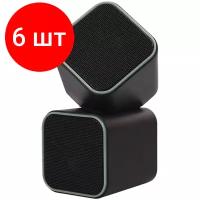 Комплект 6 шт, Колонки Smartbuy CUTE, 2*3, W, питание от USB, серый, черный