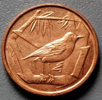Каймановы острова 1 цент 2013. Птица