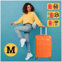 Чемодан сверхпрочный Supra Luggage STS-1007-M, pot marigold из ABS-пластика с кодовым замком, 60 литров, 4 двойных колеса с поворотом на 360 градусов