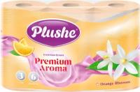 Бумага туалетная Plushe Premium Aroma Orange Blossom 3-сл, 6 рул.*15м, персиковая