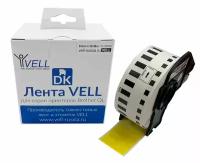 Лента Vell VL-B-DK 22610 (Brother DK22610) черная на желтом, 29 мм х 30,5 м, для QL570/710W/720NW/800/810W/820NW {VL-22610}