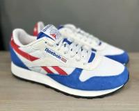 Кроссовки Reebok Classic Leather vector blue/ftwr white/vector red, белый 11 US