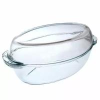 Кастрюля стеклянная Borcam овальная 1,7 литра + крышка 2,5 литра 35х19х15 см 59052