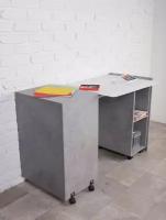 Дизайнерский раскладной стол тумба «Эталон» стационарный серый бетон ЛДСП Egger(Австрия)
