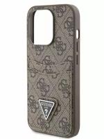 Guess для iPhone 15 Pro Max чехол PU 4G Double cardslot Triangle metal logo Hard Brown