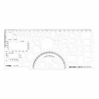 Линейка с шаблонами (командирская) Стамм №2, прозрачная, шкала 20см, 20шт. (ТТ03)