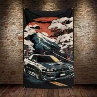Флаг плакат баннер JDM Nissan Skyline GTR R34 Ниссан Скайлайн ГТР