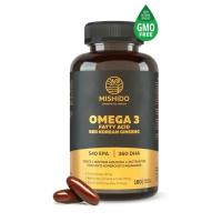 Омега 3 + красный корейский женьшень MISHIDO, 180 капсул рыбий жир 1000мг Omega 3