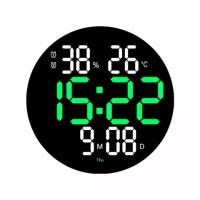 Часы настенные LED Wall Clock DS-3813L Green (пульт)