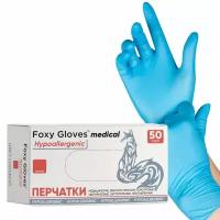 Перчатки нитрил., н/с, н/о,3 гр./шт,голуб.FOXY-GLOVES (M) 50 пар/уп