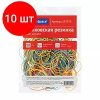 Комплект 10 шт, Банковская резинка 500г OfficeSpace, диаметр 60мм, ассорти