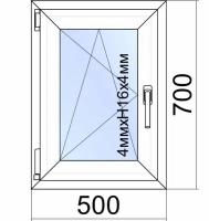 Окно ПВХ VEKA WHS Halo 60мм/ ш.50см*в.70см/поворотно-откидное/ левое/ фурнитура Accado (Турция)