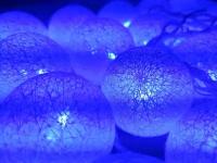 Хлопковые шарики - Электрогирлянда из 20 хлопковых шариков голубой