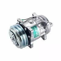 Компрессор кондиционера Sanden 7H15 (12V, А2) выходы горизонтальные (O-ring ) 1"-14UNF и 1"-14UNF, BUHLER