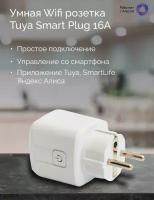Умная Wifi розетка Tuya Smart Plug 16А. Работает с Алисой