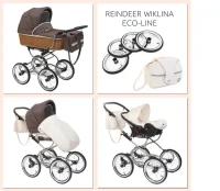 Коляска Reindeer "Wiklina Eco-line" set 2 люлька+прогулочный блок, цвет темно-коричневый EL-1, увеличенная люлька, всесезон