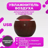 Аромадиффузор-ночник с подсветкой Ultrasonic Aroma Humidifier, темно-коричневый