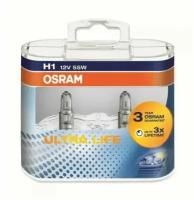 Лампа галогенная OSRAM ULTRA LIFE 12V H1 55W 2шт 64150ULT-DUOBOX