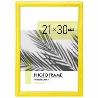 Рамка (фоторамка) для фото, фотографий, картин, грамот на стену А4 21х30 см небьющаяся, багет 17,5 мм, пластик, Brauberg Colorful, желтая, 391246