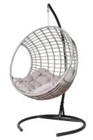 Подвесное кресло-кокон FLATA серый + каркас (светло-серая подушка)