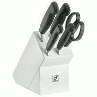 "ZWILLING Four Star White 6 эл. - кухонные ножи кованые в блоке с ножницами (350213060) "