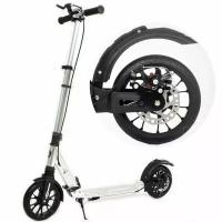 Складной городской самокат Scooter Disk Brake с дисковым тормозом и двумя амортизаторами, модель 2024 года Серебристый