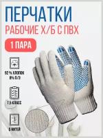 Благодатный мир Перчатки 5 нитей Профи 7,5 класс Цвет Белый, Тип ПВХ Точка