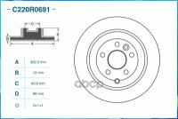 Диск тормозной задний D302мм CWORKS C220R0691 для Land Rover Freelander II L359 2006-2014