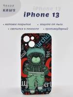 Чехол+Luxo+Kaws+iPhone 13+Силиконовый противоударный светится в темноте Зеленый мишка