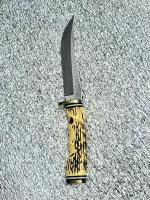 Нож туристический Тигр разделочный в чехле ножнах (ручка белая под кость; закал. сталь 65х13; модель 2)