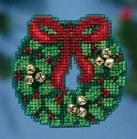 Jingle Bell Wreath (Рождественский венок) #MH181632 Mill Hill Набор для вышивания 6.35 x 6.35 см Счетный крест
